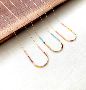 Thin Beaded Necklace - Desert Collection | 3 Colour Options