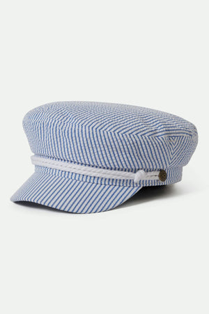 Fiddler Cap | Off White/Blue Seersucker