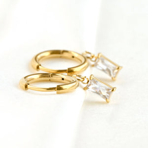 Diamond Charm Hoop Earrings