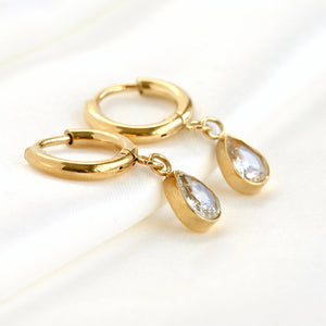 Diamond Charm Hoop Earrings