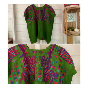 Vintage Huipil Top | Verde